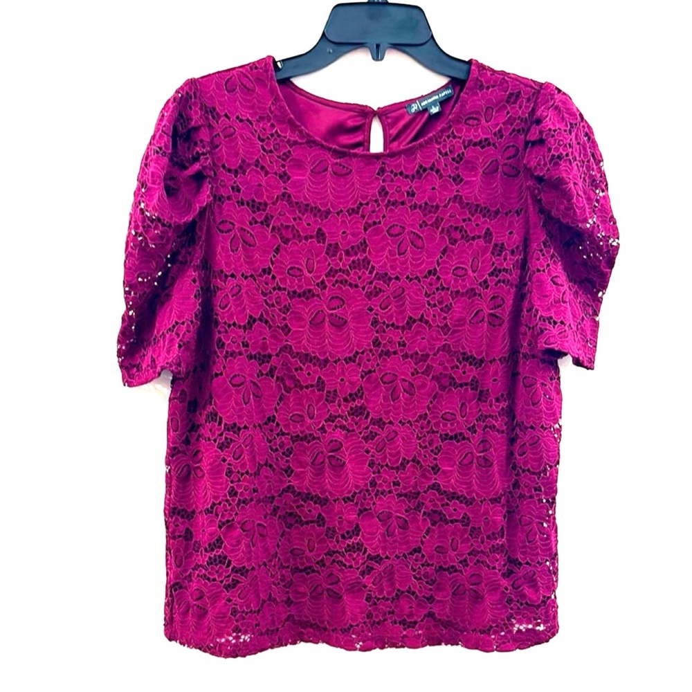 🌺Adrianna Papell Size Large Berry Lace 2 piece Top Embellished Blouse